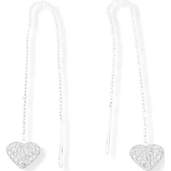 Náušnice Ewena Provlékací ocelové náušnice srdíčko se zirkony
