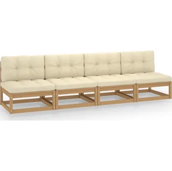 Zahradní pohovka vidaXL 4místná zahradní pohovka s poduškami masivní borovice [3083745] Barva: medová hnědá