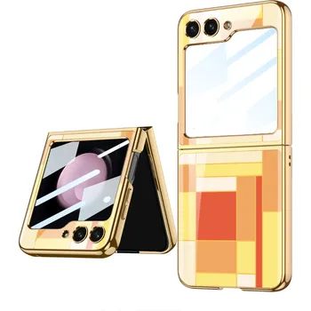 Pouzdro na mobilní telefon GKK 65571 GKK GLASS Ochranný kryt Samsung Galaxy Z Flip5 5G ORANGE RECTANGLE