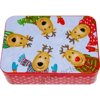 Dóza na potraviny XMAS PARTY plechová dóza na čokoládu 3500 veselí sobi se šálou a rukavicemi