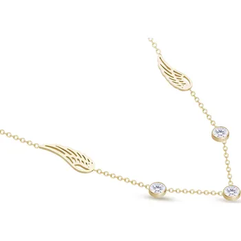 Řetízek biju Řetízek z chirurgické oceli, pozlacený 14k,jemný s motivem - andělského křídla a zirkonu