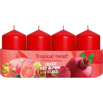 Svíčka Bartek Adventní svíčkyTropical Twist red, sada 4 ks