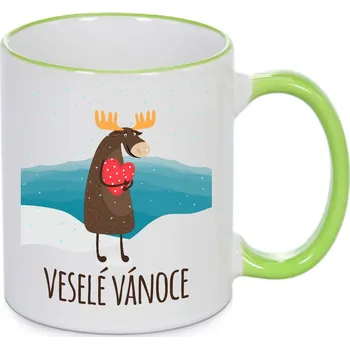 Vánoční hrnek - Veselé Vánoce se sobem Barva: Zelená