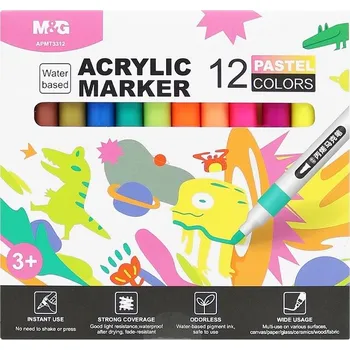 M&G Akrylové fixy M&G, 12ks pastelové