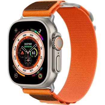 Řemínek na hodinky X-SITE Řemínek pro Apple watch nylon kožený 42/44/45/49mm oranžový