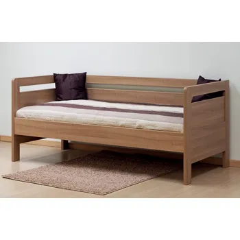 Postel BMB TINA 90 x 200 cm s vysokými čely - kvalitní lamino postel oblé rohy imitace dřeva dub Bardolino, lamino