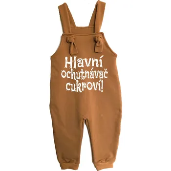 Dětské rostoucí lacláče - Hlavní ochutnávač cukroví, Barva látky hnedá, Střih Dětský, Velikost 74-80