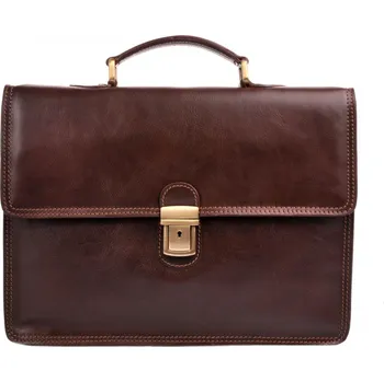 Pánská aktovka IL GIGLIO Pánská kožená jednofochová aktovka 904-B tmavě hnědá