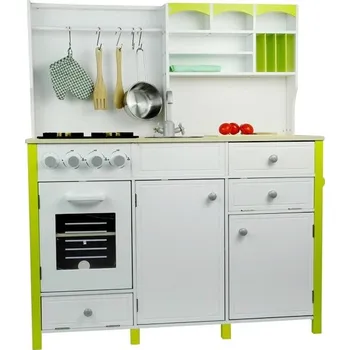 Dětská kuchyňka HračkyZaDobréKačky Dřevěná kuchyňka s troubou a příslušenstvím zelená