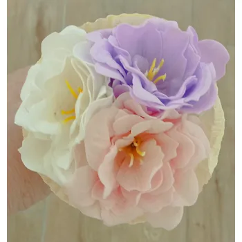 umělá květina RV studio Louny s.r.o. Mýdlová kytice 3 malé pivoňky Barva: Fialová