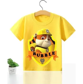 Dívčí tričko Dětské bavlněné triko s krátkým rukávem - Tlapková patrola Barva: žlutá - Rubble, Velikost: 140/7-8 let