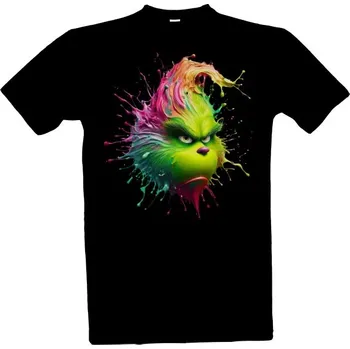 Tričko s potiskem Grinch z prskanců barvy pánské