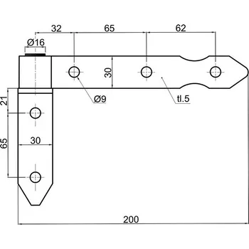 pant Masivní vratový pant pásový závěs černý 200mm
