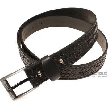 Opasek Kožený opasek se zdobením - Basket, černý - Délka opasku: 120 cm
