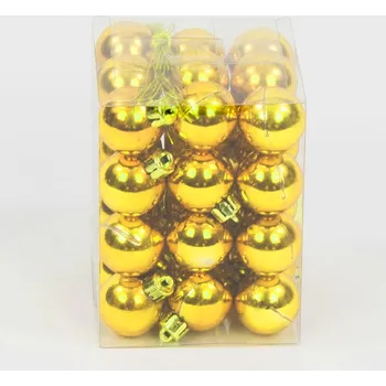 Vánoční ozdoba Plastová ozdoba 2,5 cm - sada 36 ZLATÝCH