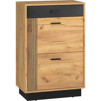 Botník ML FURNITURE Botník - VASCO 04, zlatý dub/matná černá