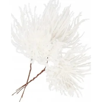 Vánoční dekorace Střapáč na drátku glitter (3 ks) - bílá