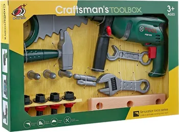 Qi Jun Toys Craftsman's Toolbox sada nářadí s aku vrtačkou zelená