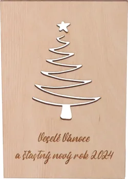 ČistéDřevo Dřevěné vánoční přání PF 2024 stromeček
