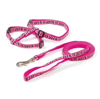 Kerlb Postroj pro kočku s vodítkem Zebra růžový 120 cm/10 mm
