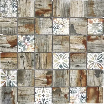 Obklad Skleněná mozaika XCM Wood 700 čtvercová Crystal mix lightbeige/beige 29,8x29,8cm