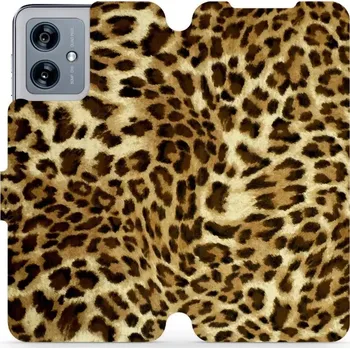 Pouzdro na mobilní telefon Flipové pouzdro Mobiwear - Motorola Moto G54 5G / Moto G54 5G Power Edition - VA33P Leopardí vzor (Knížkové flip pouzdro, obal, kryt na mobil Motorola Moto G54 5G / Moto G54 5G Power Edition - VA33P Leopardí vzor, materiál Umělá kůže + TPU - ochrana 360°,