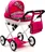 New Baby Comfort dětský kočárek pro panenky, růžový/šedý se srdíčky