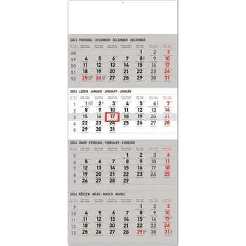 Kalendář Nástěnný kalendář 4měsíční standard 2024, 29,5 x 57 cm