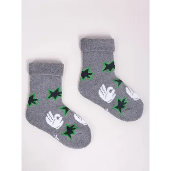 Ponožky YO SKF0003C TEPLÉ froté TERMO šedé s hvězdami velikosti ponožek: 20-22 ( EUR vel. 31-34)
