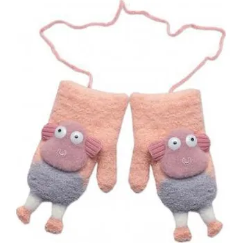 Rukavice Baby Nellys Zimní rukavičky se šňůrkou a kožíškem, Ovečka, Baby Nellys, Vel. 98/104 Meruňkové