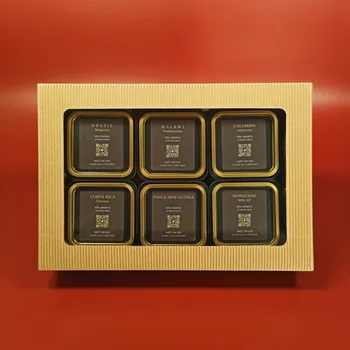 Káva Dárkové balení kávy v plechových dózách 6x300g (Čerstvě pražená káva 6 x 300g)