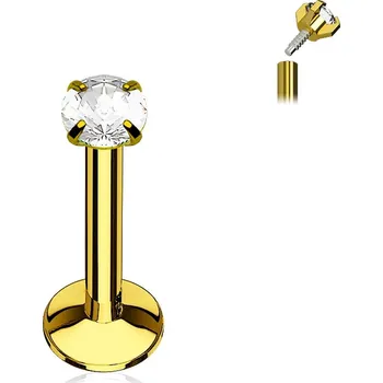 Piercing Šperky4U Piercing do brady zlacený, čirý kamínek - LB01081GD-1206