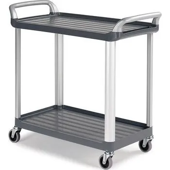 Policový vozík TTS se dvěma madly, do 150 kg, 2 police s vyvýšenými hranami