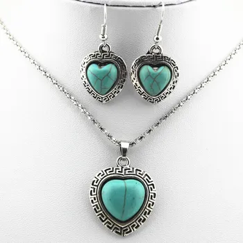 Souprava šperků Tyrkysový kámen sada šperků ---- Srdce