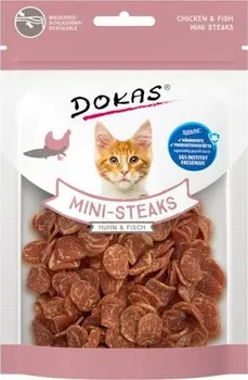 Pamlsek pro kočku Dokas Mini steaky kuře/treska 25 g