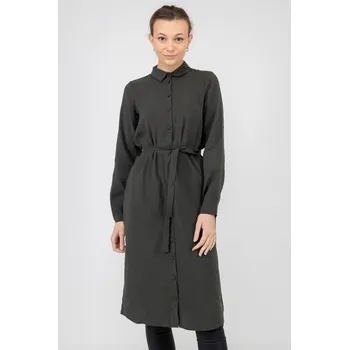 Dámské šaty Vero Moda dámské košilové midi šaty Queeny khaki Velikost: M