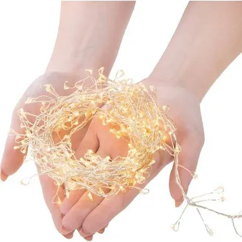 Vánoční dekorace Springos vánoční světýlka řetěz na drátku teplá bílá 100mikro LED