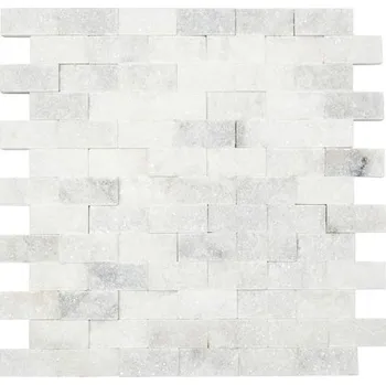 Obklad Kamenná mozaika cihla Splitface Sugar bílá 29x30,5 cm