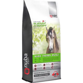 Krmivo pro koně NUBA EQUI Nuba 7Herbs Musli 2G - krmivo bez ovsa, bylinné - pytel 20 kg