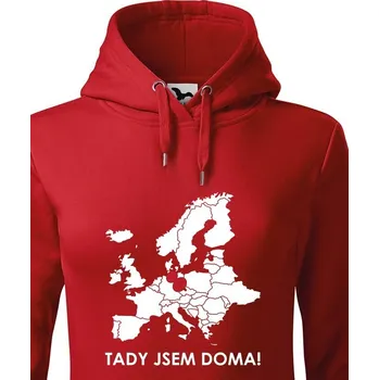 Dámská mikina Dámská mikina pro cestovatele Tady jsem doma, Barva Červená, Velikost L, Canvas Dámská mikina Bezvatriko.cz 0466
