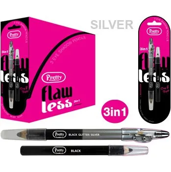 Oční linky PRETTY Tužka stíny 3v1 SILVER s ořezávátkem