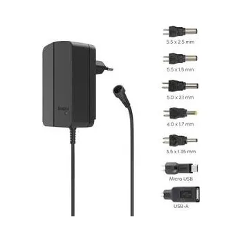 Adaptér k notebooku Hama univerzální 3-12 V, 18 W, nastavitelný, 7 konektorů (223615)