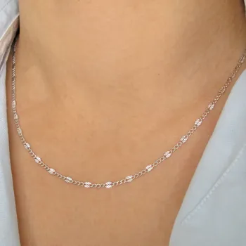 Řetízek Zlatý zdobený řetízek 2,4mm z bílého zlata 1,60g 40cm Unisex Zlato 14k(585/1000)