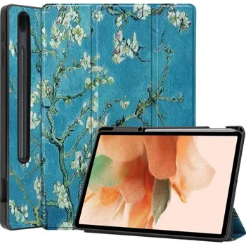 Pouzdro na tablet VSECHNONAMOBIL 32766 ART zaklapovací obal Samsung Galaxy Tab S8+ / S7+ / S7 FE APRICOT BLOSSOM