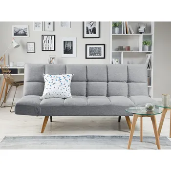 Pohovka Pohovka světle šedé čalounění 3místná spací funkce současný obývací pokoj Beliani