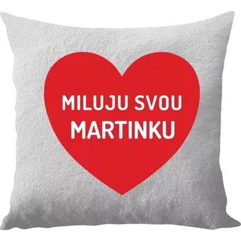 Polštář Polštář bílý 40x40 cm - dlouhý chlup Miluju svou
