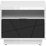 BRW FORN noční stolek KOM1S, bílý lesk/černý mat