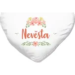 Polštář pro nevěstu - Nevěsta - oranžové květiny - bílý 40 x 35 cm