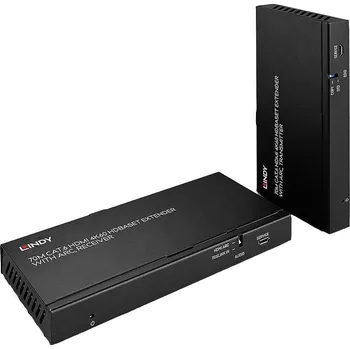 LINDY 70m Cat.6 HDMI 4K60, Audio, IR a RS-232 HDBaseT Extender mit ARC HDMI(TM), infraport, RJ45 , Toslink extender (prodloužení) 70 m