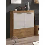 Komoda GATTON 2D2S, dub burgundský/bílý lesk, 5 let záruka + vyzvednutí ZDARMA